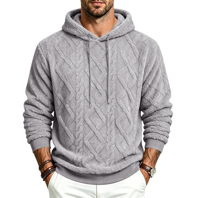 Autumn Winter Men High Street Casual Double-Sided Velvet Hooded Hoodies Sports Style Trend Pullover Sweatshirts