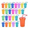 C 24pc Colorful Cups With Lid And Leak-Proof Straw