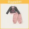 Kinder Mädchen Lässiges Baumwoll Langarm Outfit Mit Buchstaben- Und Cartoon-Designs