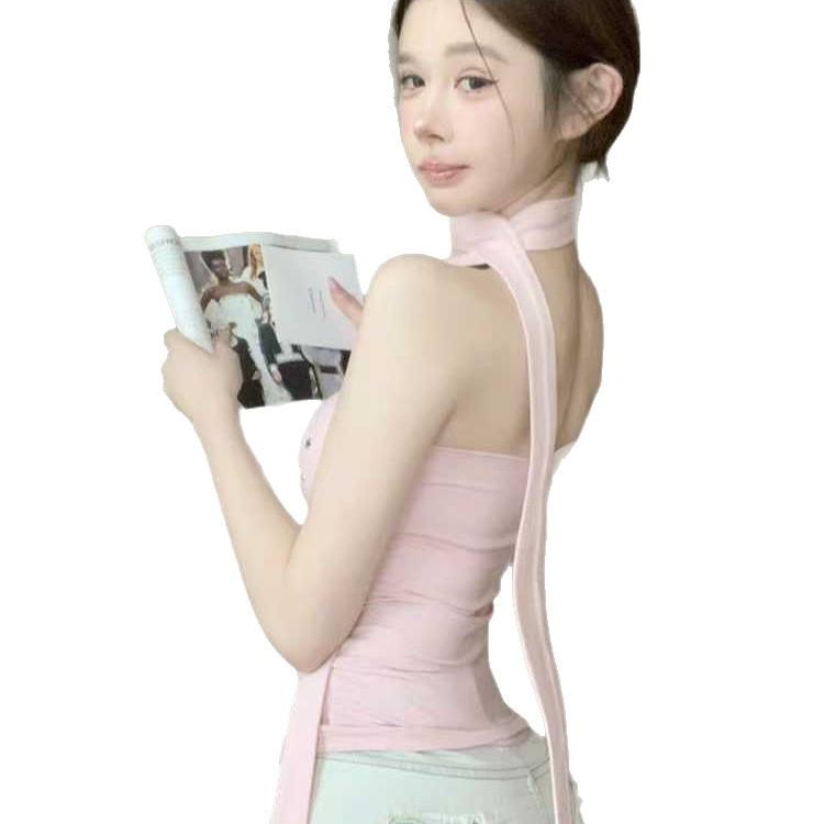 #Summer New Pure Desire One-word Circumference Letter Hot Diamond Scarf Tube Top Slim Fit Fixed with Chest Pad Versatile Top