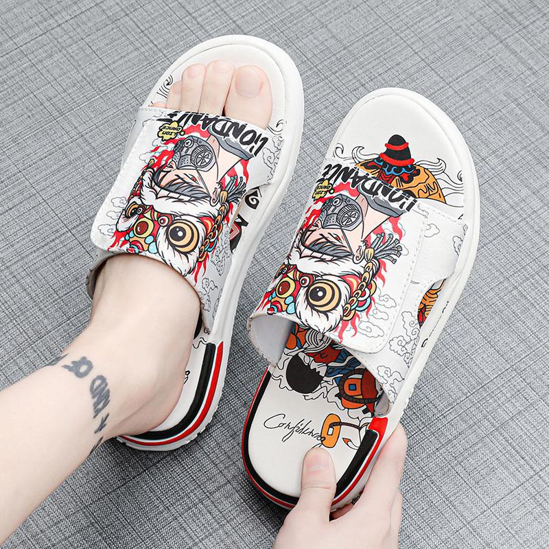 Chinese Trend Men Slippers Summer Fashion Streetwear Slides Casual Non-Slip Beach Sandals Male Comfortable Outdoor Shoes