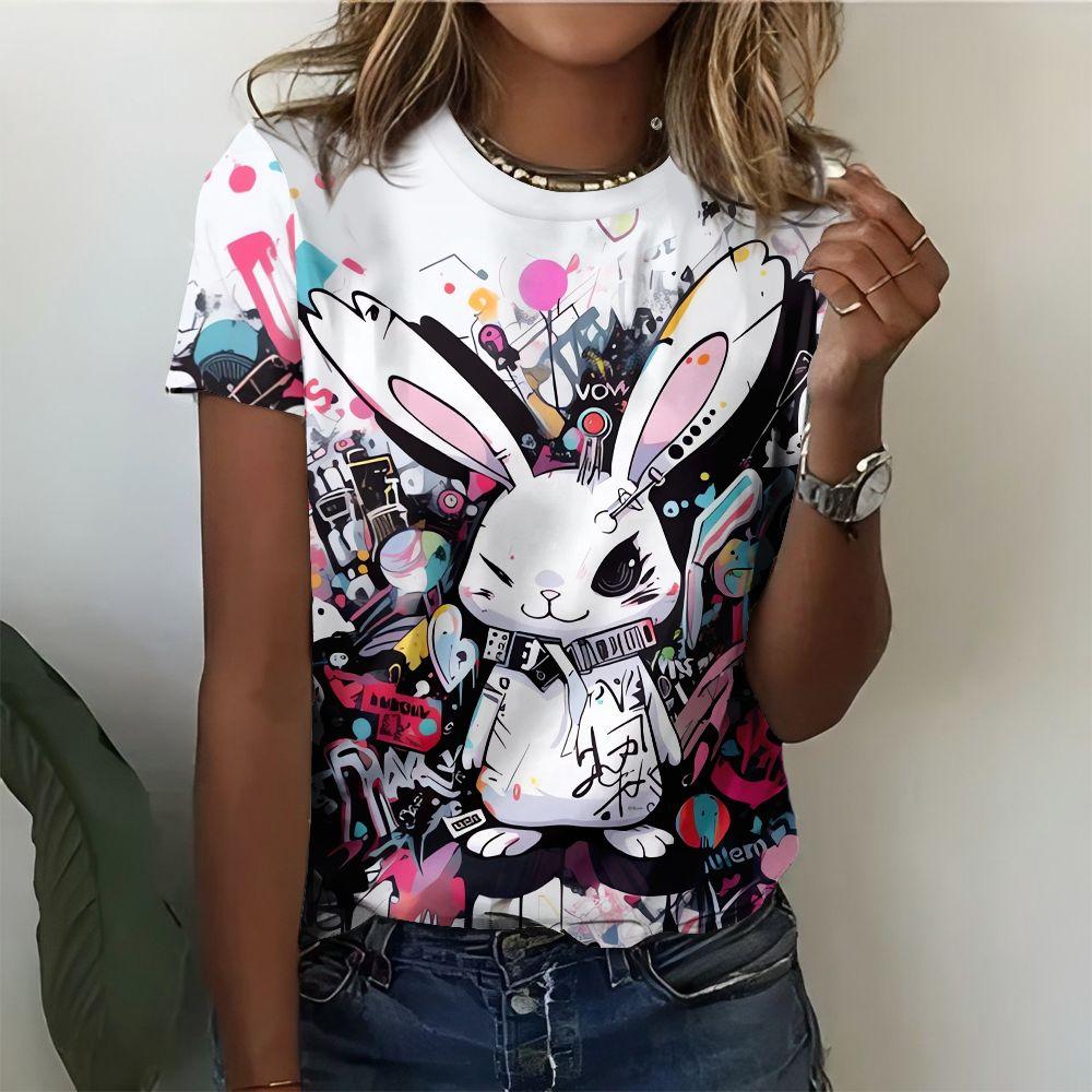 Süße Katze Tier 3D Druck T-Shirts Sommer Mode Damen Rundhals Kurzarm T-Shirt Tees Harajuku Y2K Tops Damenkleidung