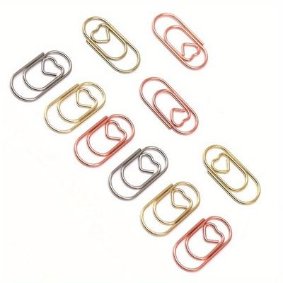100pcs Mini Heart Shaped Paper Clips Cute Decorative Paperclips Office School Home Document Notes Organization Paper Fasteners