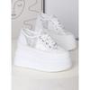 Fashion 12CM Air Mesh Microfiber Leather Summer Platform Vulcanize Women Chunky Sneaker Vulcanize Summer High Brand Comfy Shoes