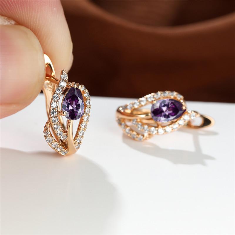 Cute Female Yellow Zircon Stone Hoop Earrings Trendy Gold Color Wedding Jewelry For Women