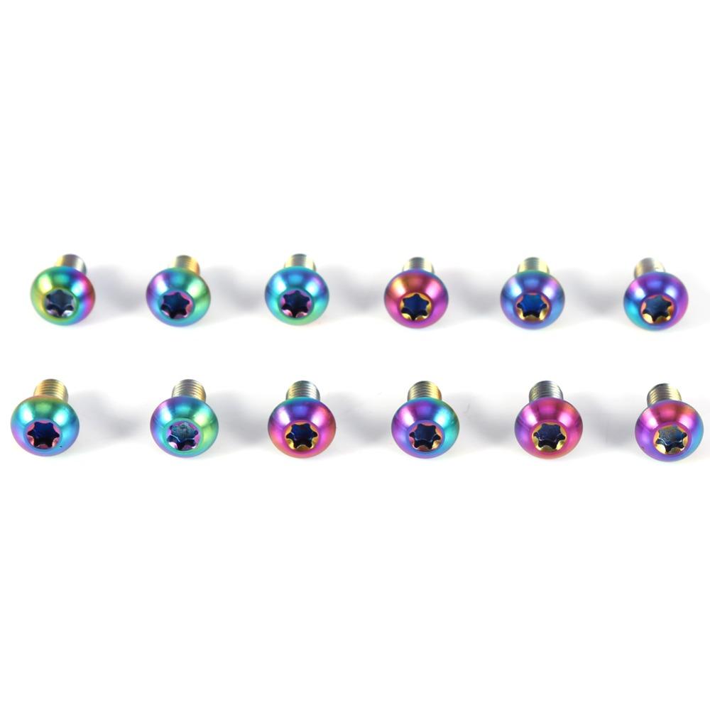 12Pcs T25 Bike Bolts M5x10mm Titanium Alloy Disc Brake Screws High-Strength Ultra-Lightweight Bicycle Rotor Bolts Bike Accessory