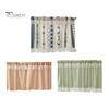 Pastoral Kitchen Curtain Plaid Short Curtain, Rod Through Top Design, Blocks Oil Smoke And Dust Simple Color Rustic for Half Windows Cabinet