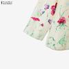 ZANZEA Women Long Sleeve Blouse and Long Pants Floral Print Casual Two Piece Sets