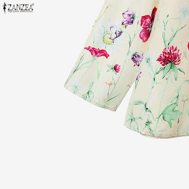ZANZEA Women Long Sleeve Blouse and Long Pants Floral Print Casual Two Piece Sets