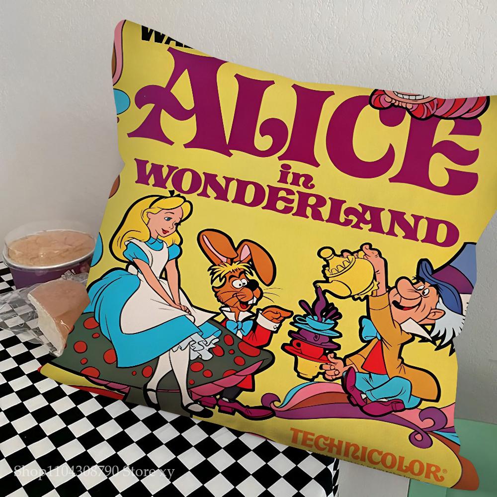 Anime A-Alice In Wonderland Pillow Case Square Pillow Bedroom Sofa Leisure Comfort Cushion Car Living Room Home Decoration