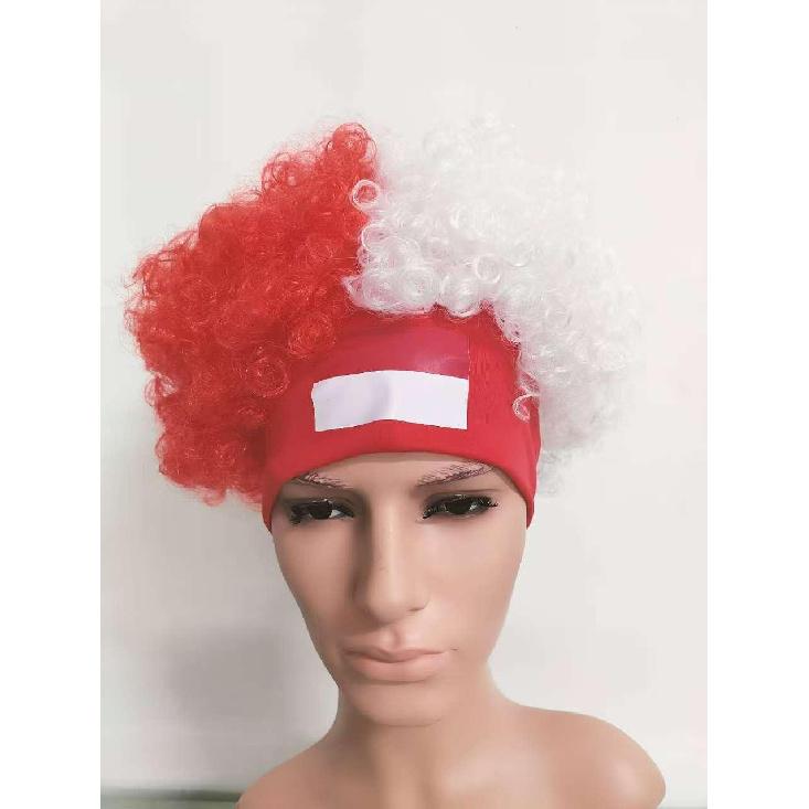 Fotbalový zápas Národní vlajka Paruka Afro vlasy Dekorace Fotbalový fanoušek Oslavné rekvizity