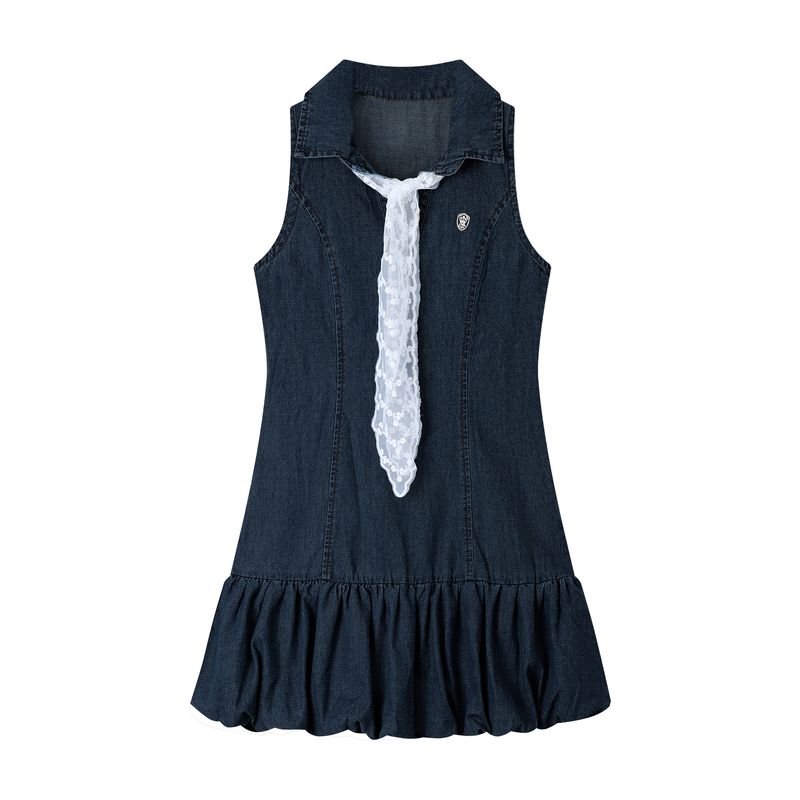 Kumikumi High Sense French style Waist Hugging Denim Vest Dress Women Summer Temperament Lapel Flower Bud Skirt Short dress