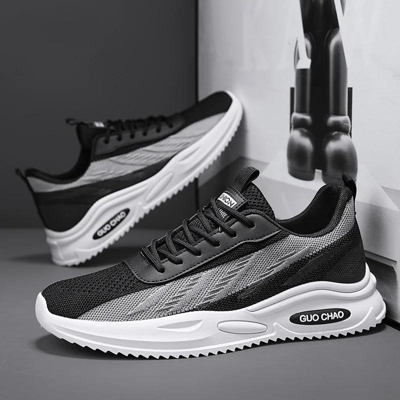 

2024 Летняя дышащая обувь для мужчин, кроссовки для бега, спортивная нескользящая мягкая подошва, обувь для фитнеса, повседневная сетчатая обувь 39 чёрный