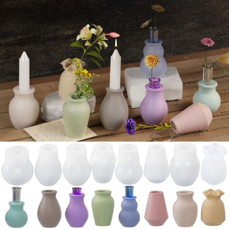 Test Tube Vase Mold Hydroponic Plant Flower Pots Silicone Mould Candle Holder Molds Plaster Resin Casting Molds Decors