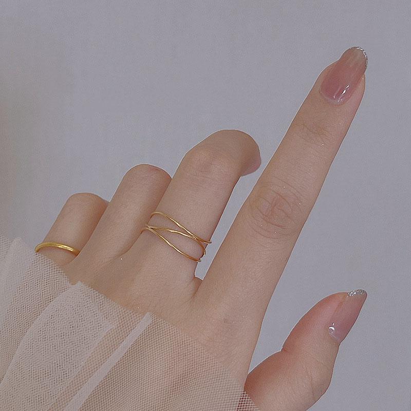 Fashion women's multi-layer thin ring Women's exquisite classic stainless steel ring Fashion Zircon Zircon gifts