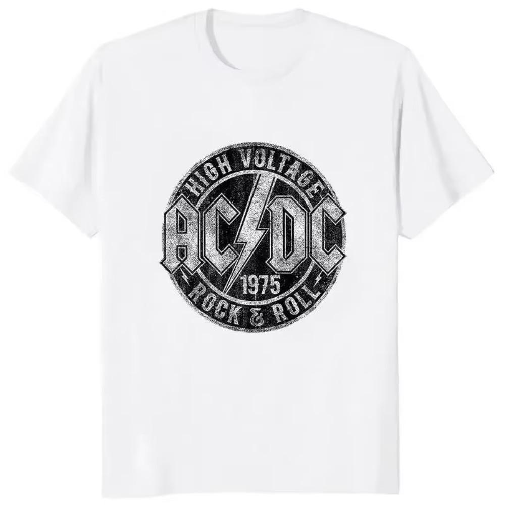 Ac High Voltage 1975 Dc Black Men T Shirt Hot Sale Summer Short Sleeves Cool Hip Hop Streetwear T-shirt Hipster Korea Style Tees