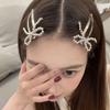 Mirror Bright Silver Beaded Bow Hair Clip Headdress with Pearl Accents - Versatile and Stylish Hair Accessory.