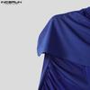 INCERUN Men Cutout Short Sleeve Irregular Patchwork Mesh Fitted T-shirts Tops