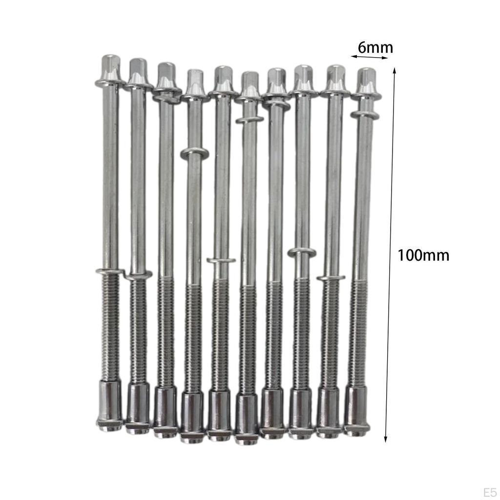 10 Pack of Tension Rods and Tom Lug Screws for Snare Drum