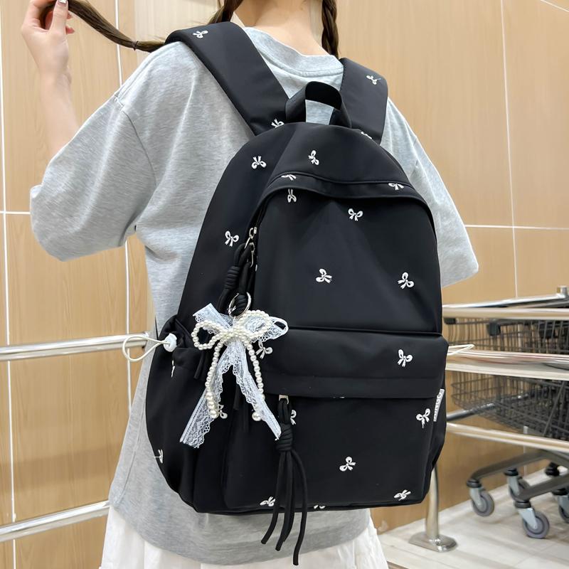 Bow Print Backpack Women's Travel Lightweight Backpack Student Schoolbag
