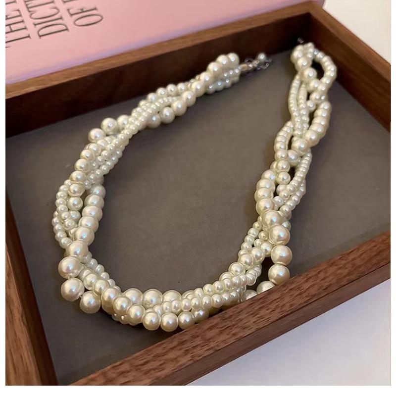 Meier Multi-layer necklace pearl choker retro light luxury niche necklace women's