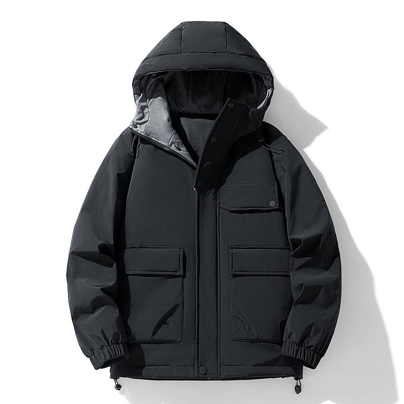 

Winter new men s Korean version solid color hooded thickened warm white duck down couple down jacket 4XL
