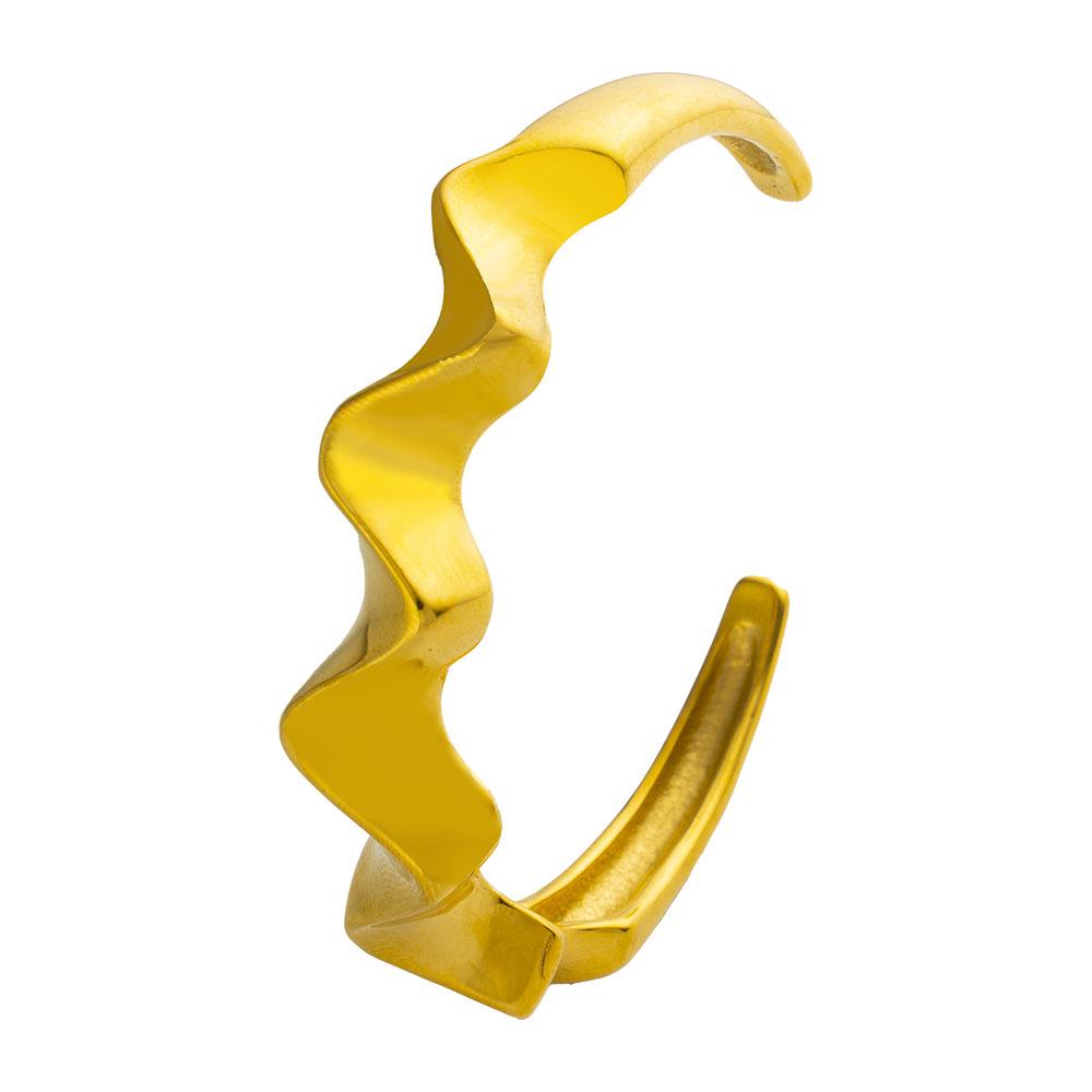18k Gold Plated Stainless Steel Rippled Wave Cuff Bracelet