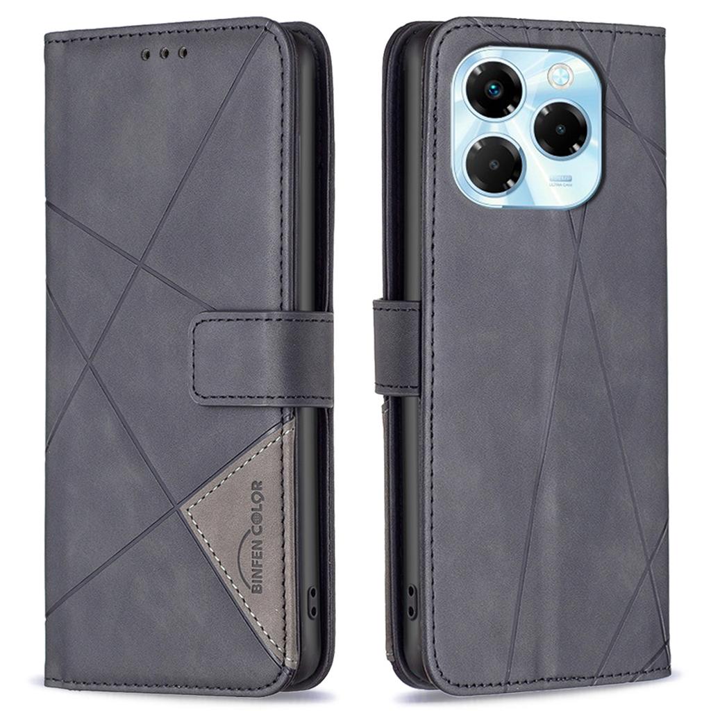 BINFEN COLOR For Infinix Note 40X 5G Phone Cases Wallet Stand Geometry Imprint Leather Cover