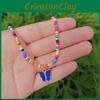 Elegant Alloy Butterfly Styled Necklace With Colorful Beads For Unique Street Fashion