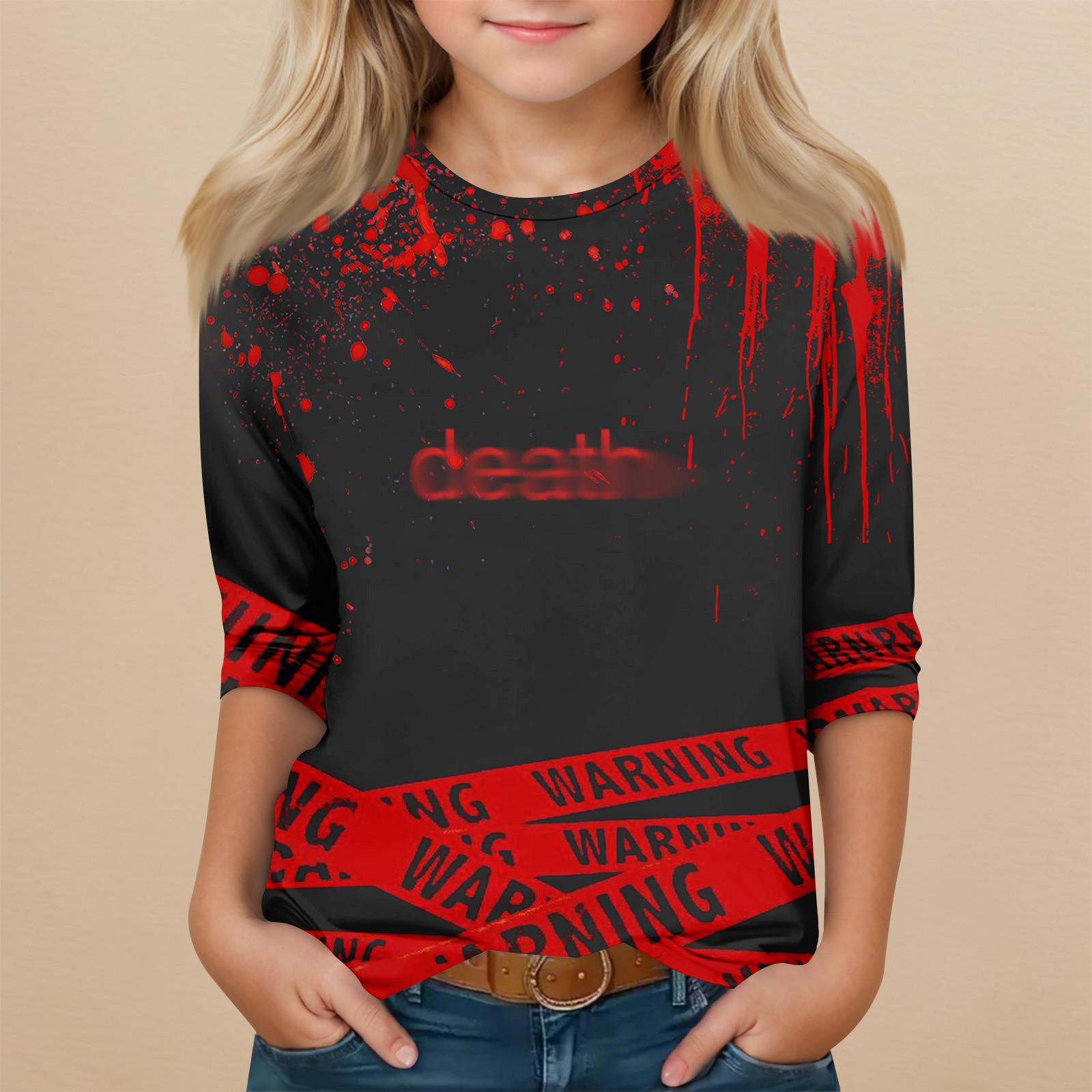 

Детский топ с рукавом 3/4 и круглым вырезом, с принтом на Хэллоуин, повседневный 160 арбуз красный