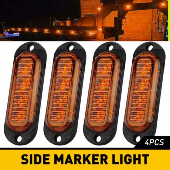 Amber/Red/White 4-LED Truck Trailer Lorry RV Side Marker Light Clearance Lamp EA Amber-4pcs