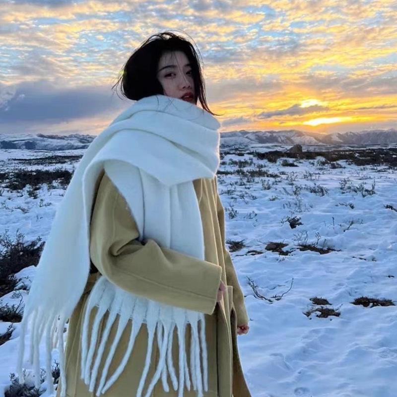 Autumn and Winter Scarves Women's Winter High-end Scarves Thickened and Warm Tonglu Imitation Cashmere Plaid Scarves