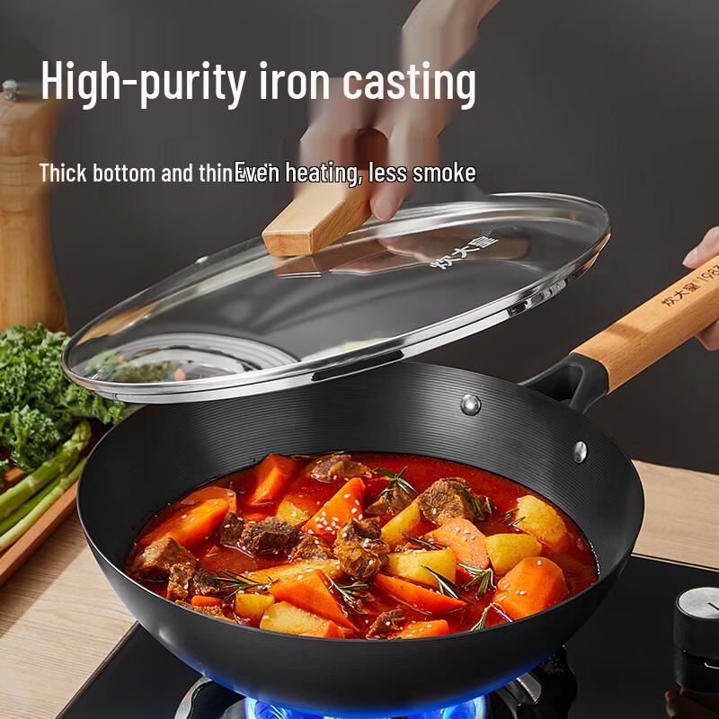 COOKER KING Wrought Iron Non-Stick Chinese Wok