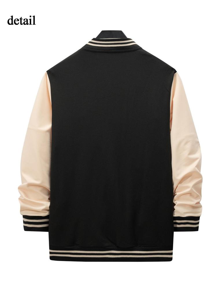Casual Varsity Jacket for Men Long Sleeve Slim Fit Letterman Baseball Bomber Jackets Lightweight Sweatshirt Men's Button Down Windbreaker Jackets