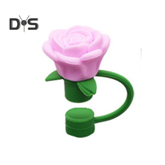 Silikon-Strohhalm-Abdeckungen, Rosenblüten-Strohhalm-Aufsätze, 10 mm, wiederverwendbar, auslaufsicher, staubdichte Strohhalm-Spitzenabdeckung, Geschenke zum Valentinstag