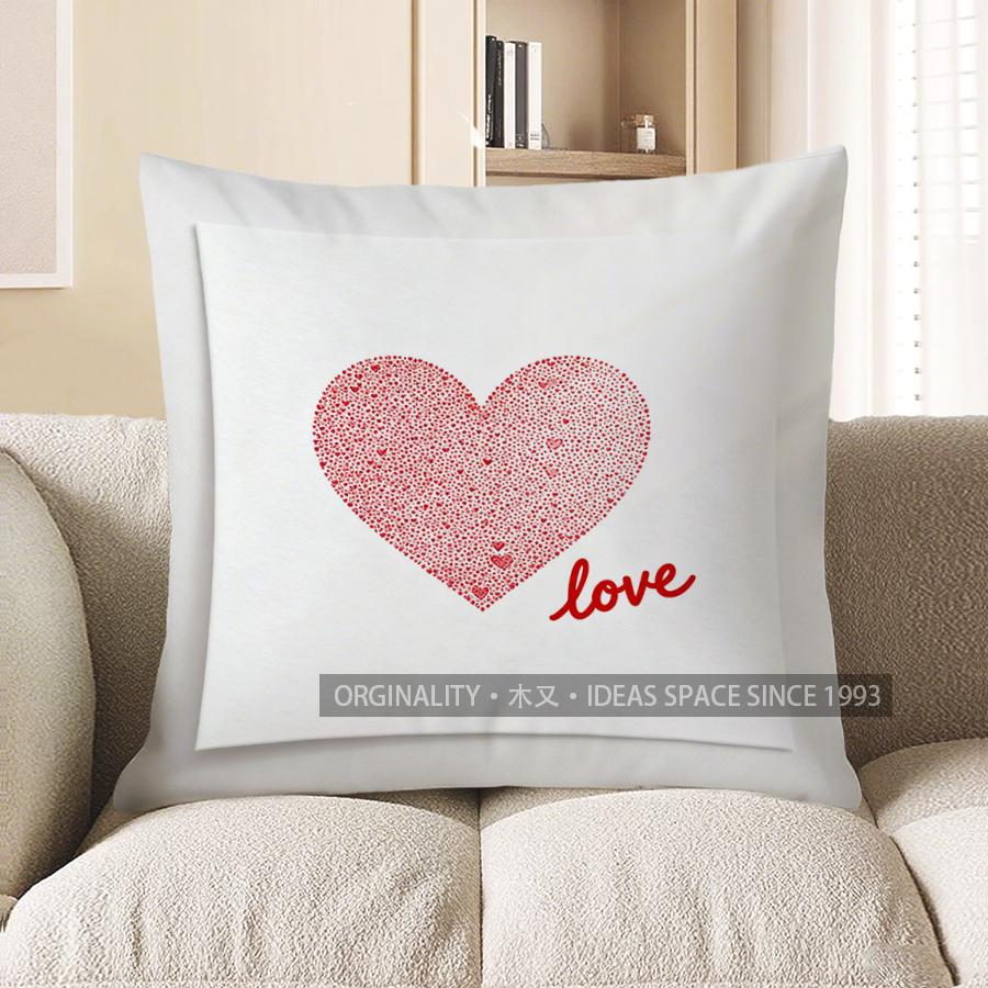 2D Heart & Love Pattern Throw Pillow Cover Pattern Cushion Cover Suitable For Sofa Bedroom Car Pillow Cover