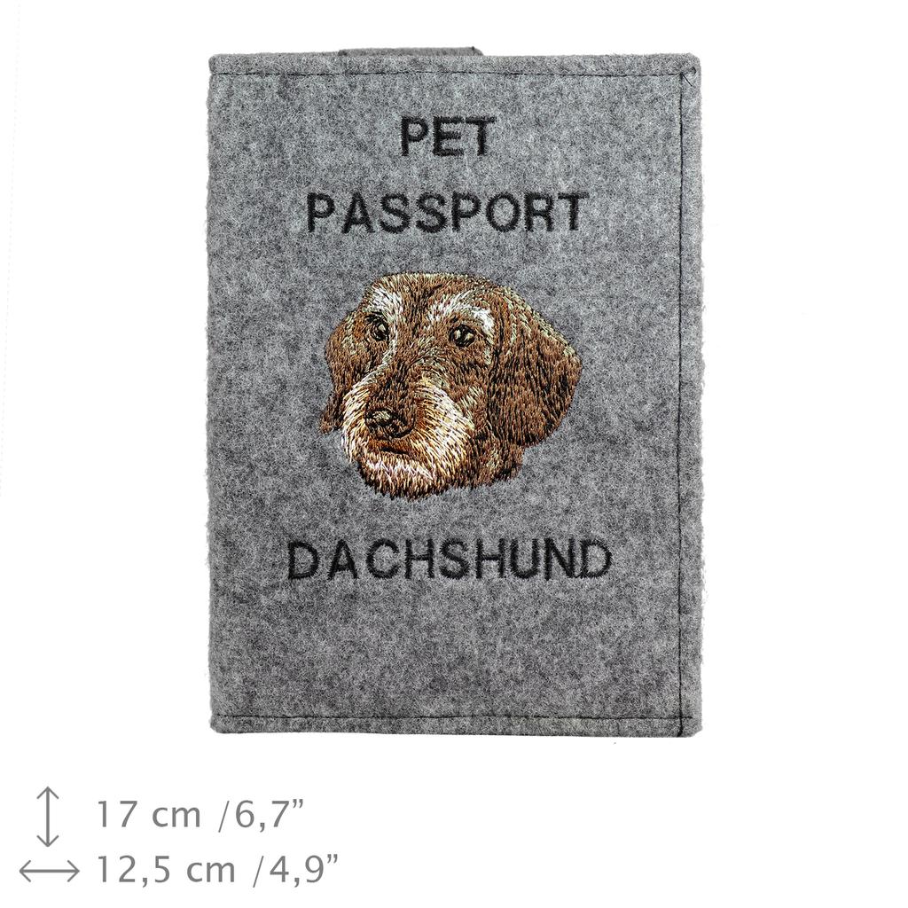 Dachshund Wire-haired, Wiener dog, Badger dog - Dog passport case, document case, gift for the traveller from the Art-Dog brand