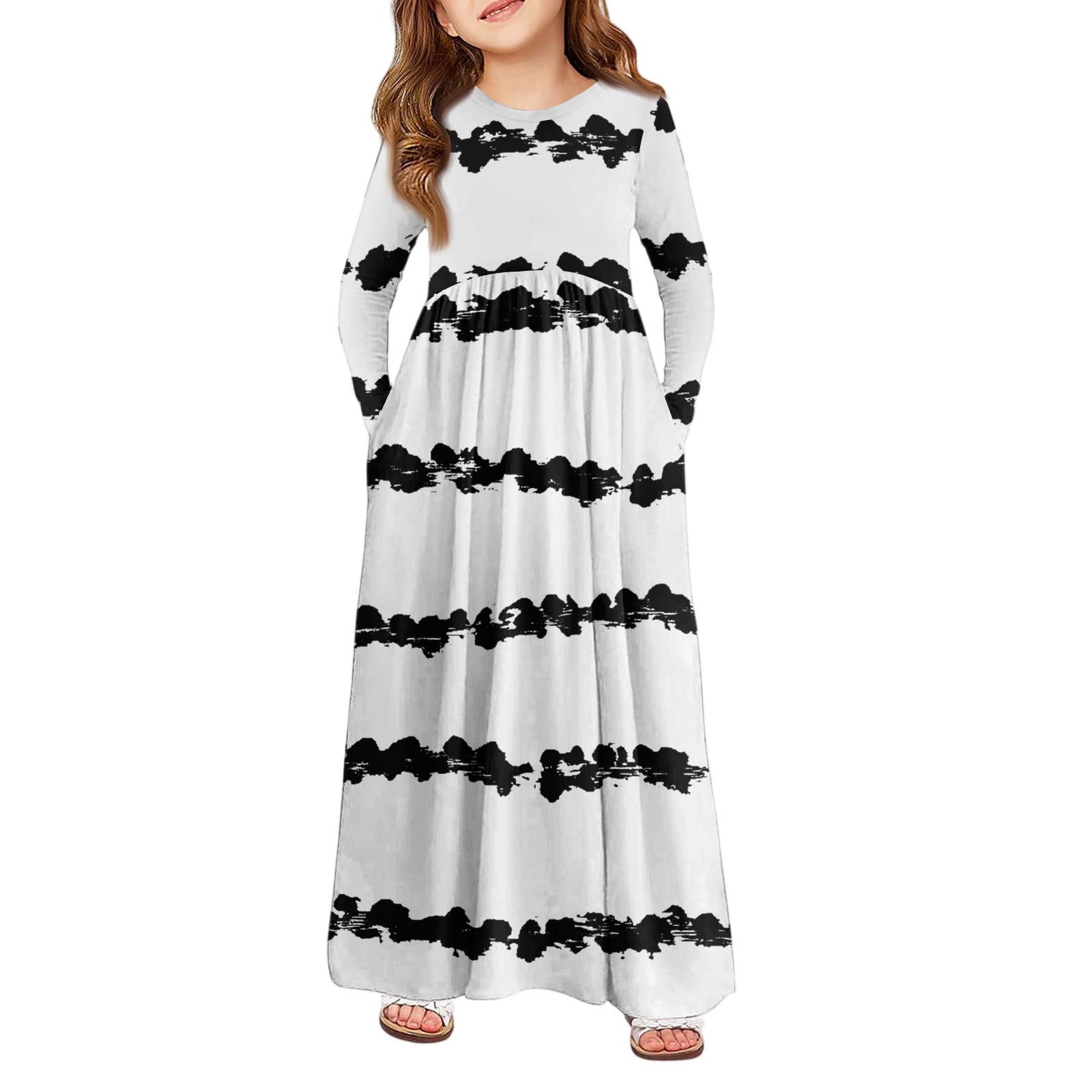 

Девичье платье макси - Платье с длинным рукавом и карманом 110 белый