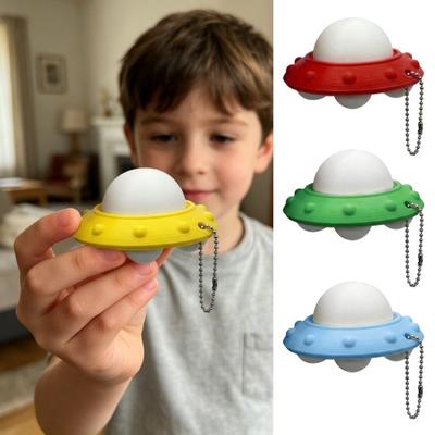 Dekompressionsspielzeug Kompakte Größe Fliegende Untertasse Clicker Anhänger Schlüsselanhänger mit Taktilem Feedback Stressabbau Leises Fidget Spielzeug