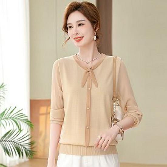 Mom s Plus-Size Stylish Spring T-Shirt for Middle-Aged Women 2XL абрикосовый