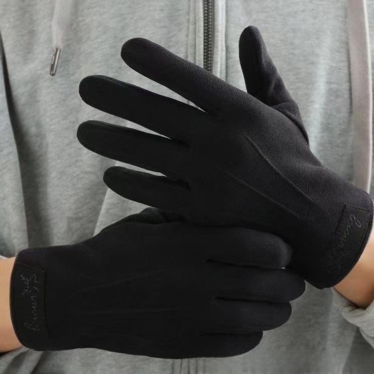 Men's German Velvet Thermal Gloves – Winter Warm, Windproof, Heated, Touchscreen Cycling & Driving Gloves