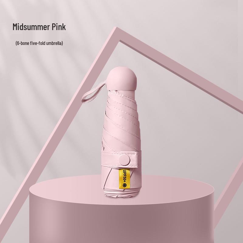 Kompakter UV-Schutz Faltbarer Regenschirm mit Schwarzer Fütterung