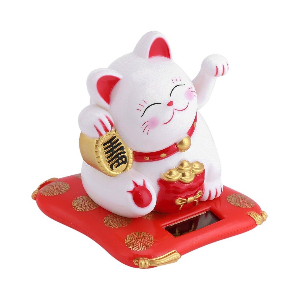 Waving Lucky Cat Solar Battery Movable Solar Battery Energy Saving Automatic Moving Ornament Small Interior Stylish Cute Prayer Prosperous Business