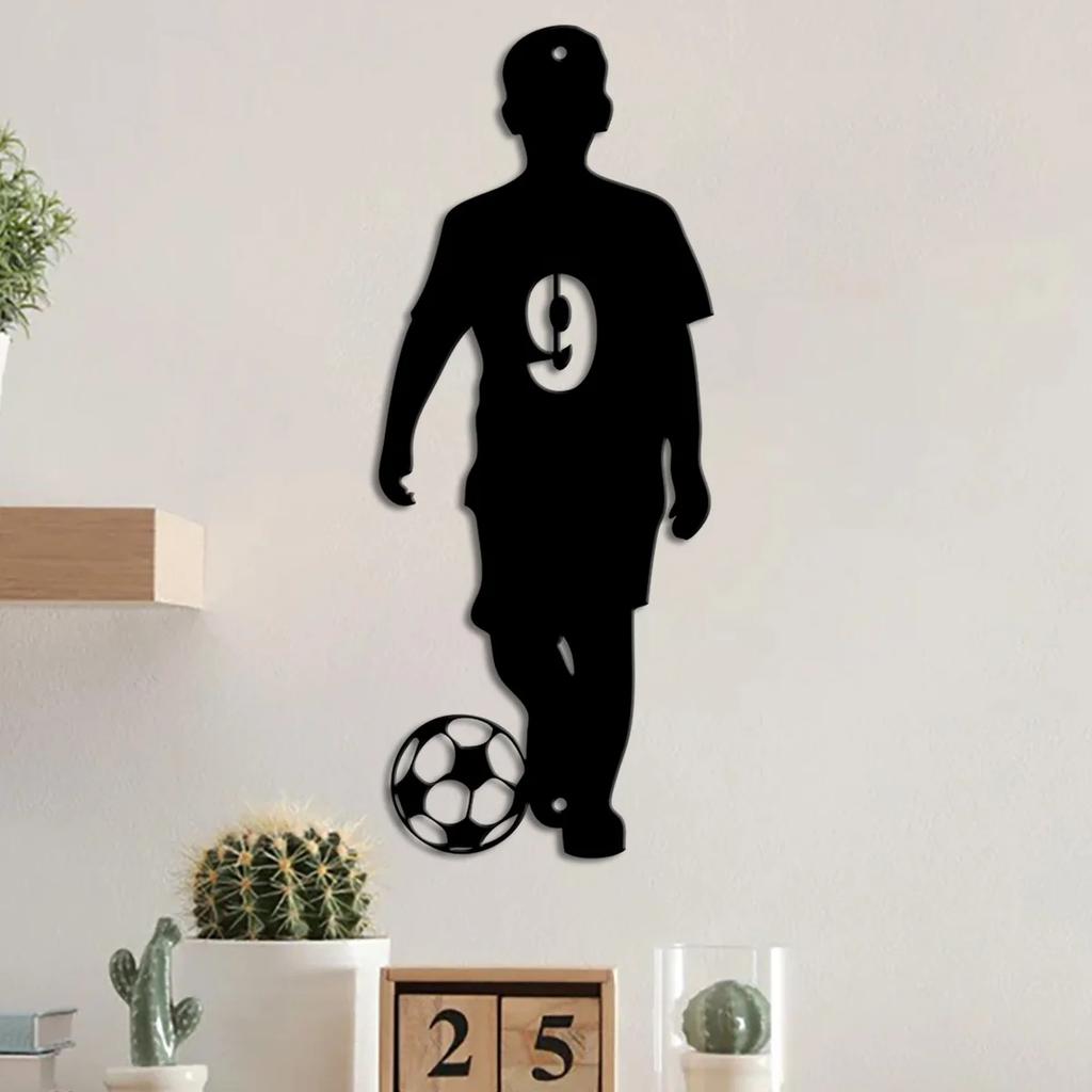 Personalized Soccer Wall Art, Custom Name Football Decal, Sport Player Vinyl Sticker, Kids Room Metal Poster, Boys Gift Decor