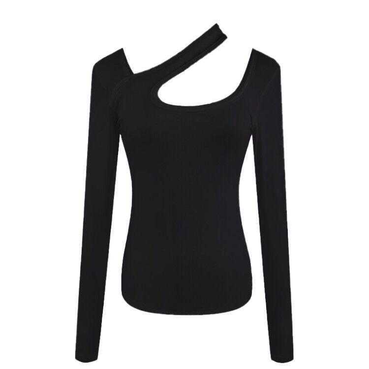 2024 Fall Sexy Slim Fit Halter Neck Long Sleeve T-Shirt for Women