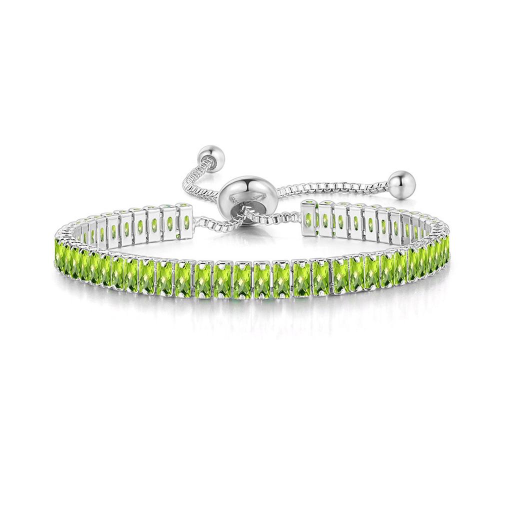 Women Metal Round Bead Square Zircon Chain  Bracelet