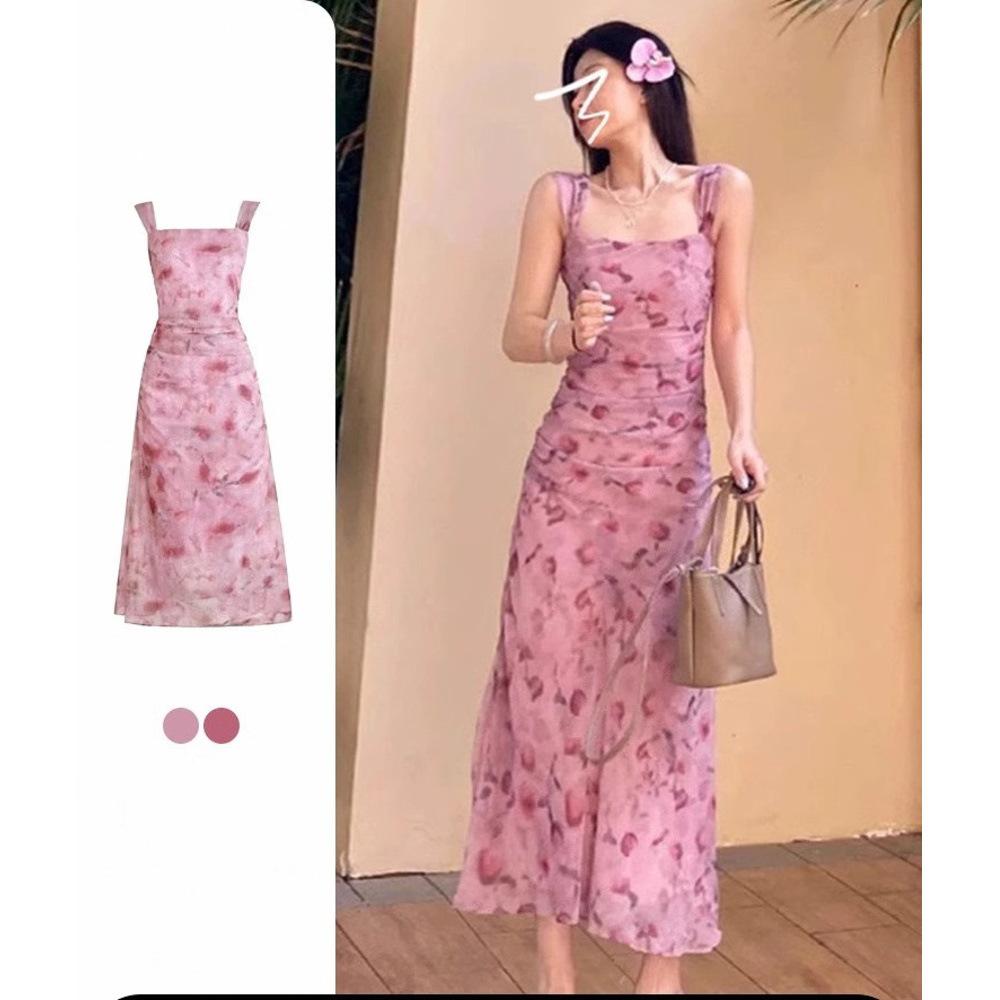 

Women s Summer Slimming Pink Floral Fairy Dress Small