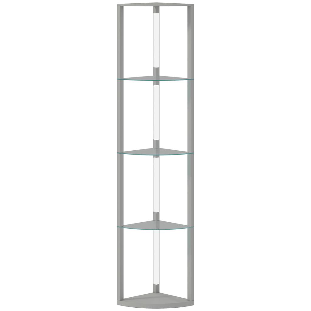 LED Floor Lamp with Shelves, Dimmable Standing Lamp with Foot Switch for Living Room, Bedroom, Grey