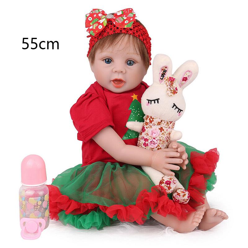 

Кукла-младенец 22 реборн Силикон-винил Ручная работа Девочка Улыбка Рождественский подарок Одежда Новорожденный