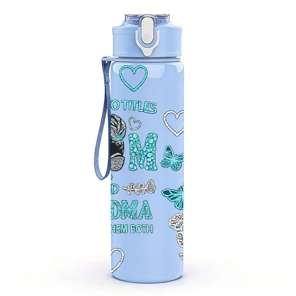 1PC If You See Me Mom Heart Quote Art 750ml Color Plastic Sports Water Bottle Leakproof Flip Straw Lid Suitable for Sports Office Home Use